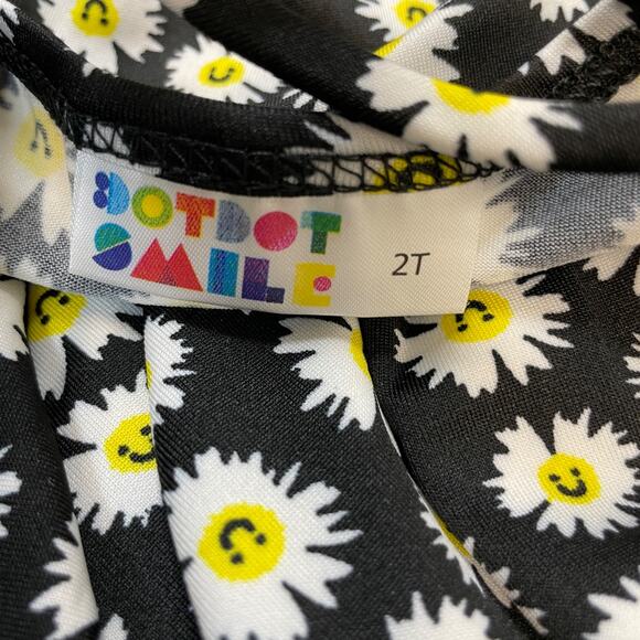 Dot Dot Smile Girls Black Daisy Print Ballerina Short Sleeve Dress Size 2T - Picture 4 of 5